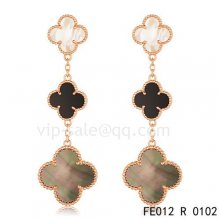 Fake Van Cleef & Arpels Magic Alhambra Earrings In Pink Gold,3 Motifs